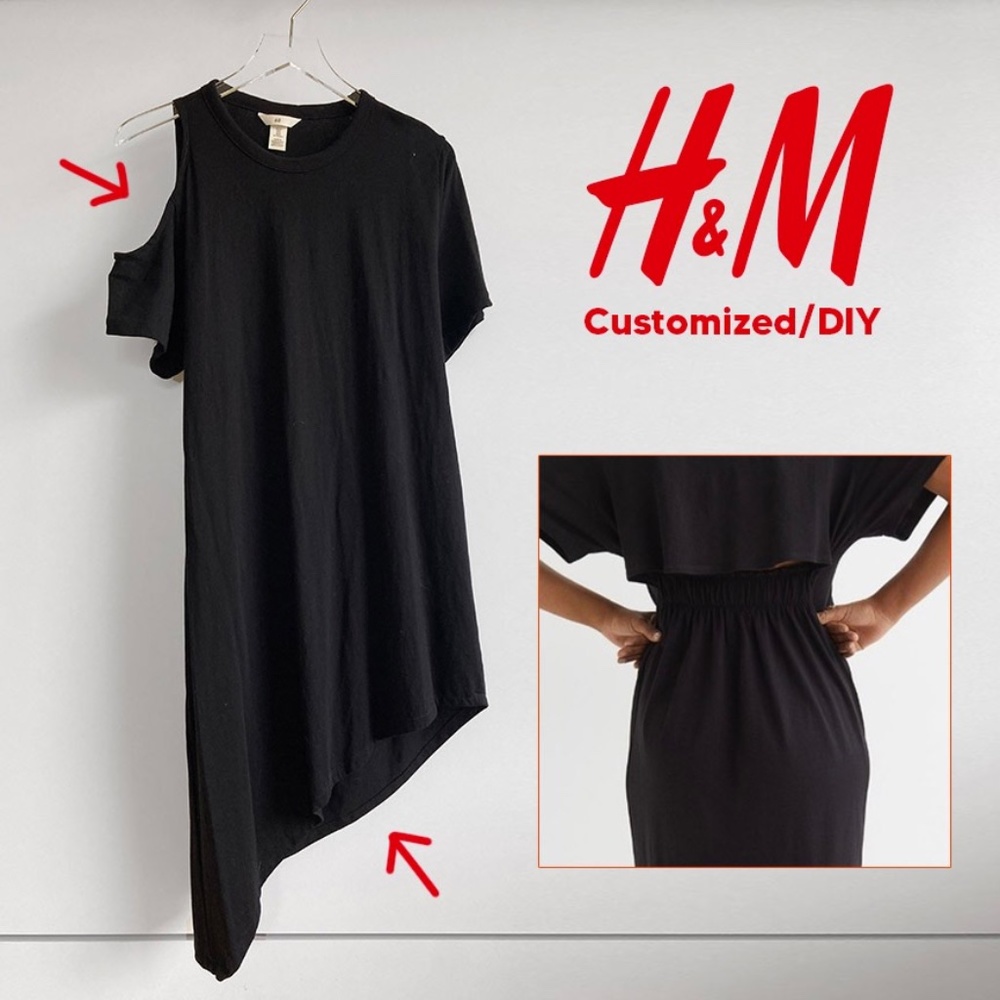H&M Asymmetric T-shirt Dress - M - Unique Modified DIY